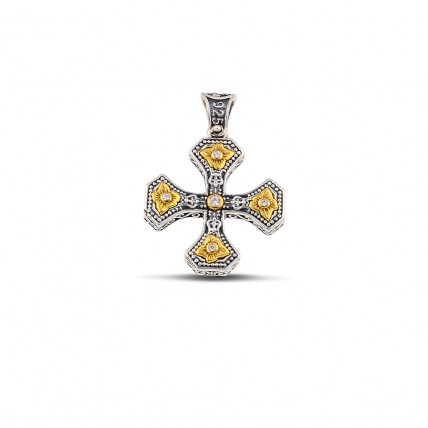 Ασημένιος Σταυρός δίχρωμος με ζιργκόν "Cubic Zirgon" SN135 - C272Wo